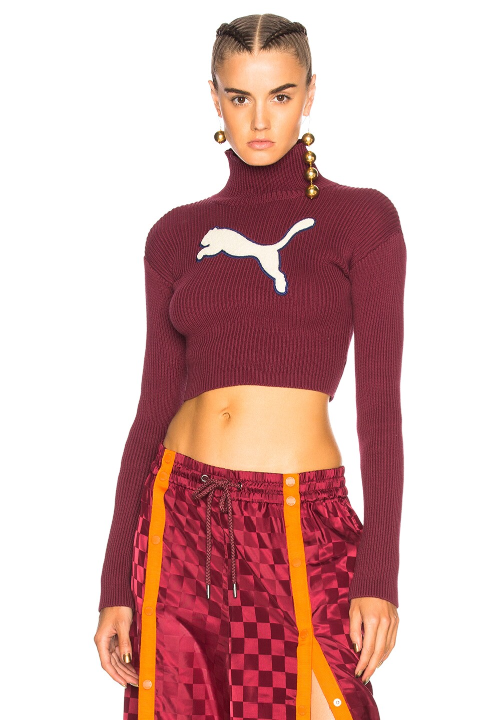 Image 1 of Fenty by Puma Loose Cropped Sweater in Port