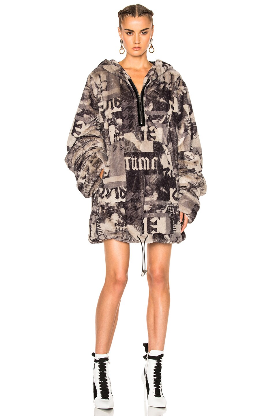 Image 1 of Fenty by Puma Printed Faux Fur Jacket in Grey Multi