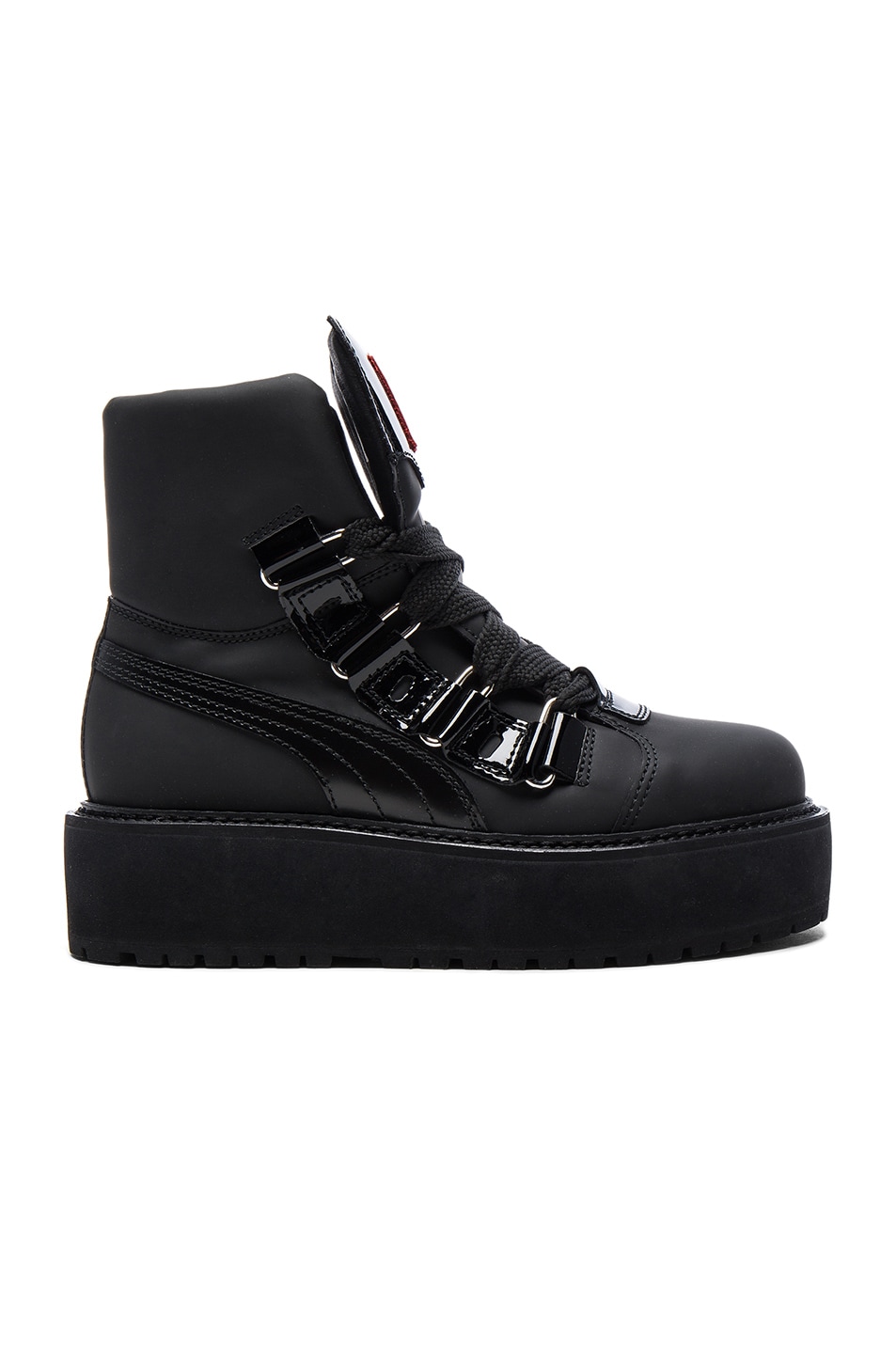 Image 1 of Fenty by Puma Leather Sneaker Boots in Black