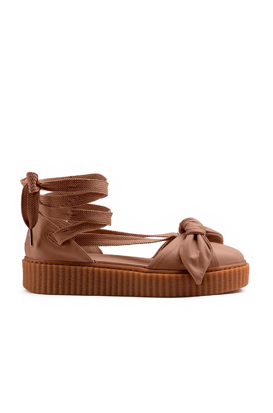 Image 1 of Fenty by Puma Bow Leather Creeper Sandals in Natural & Oatmeal