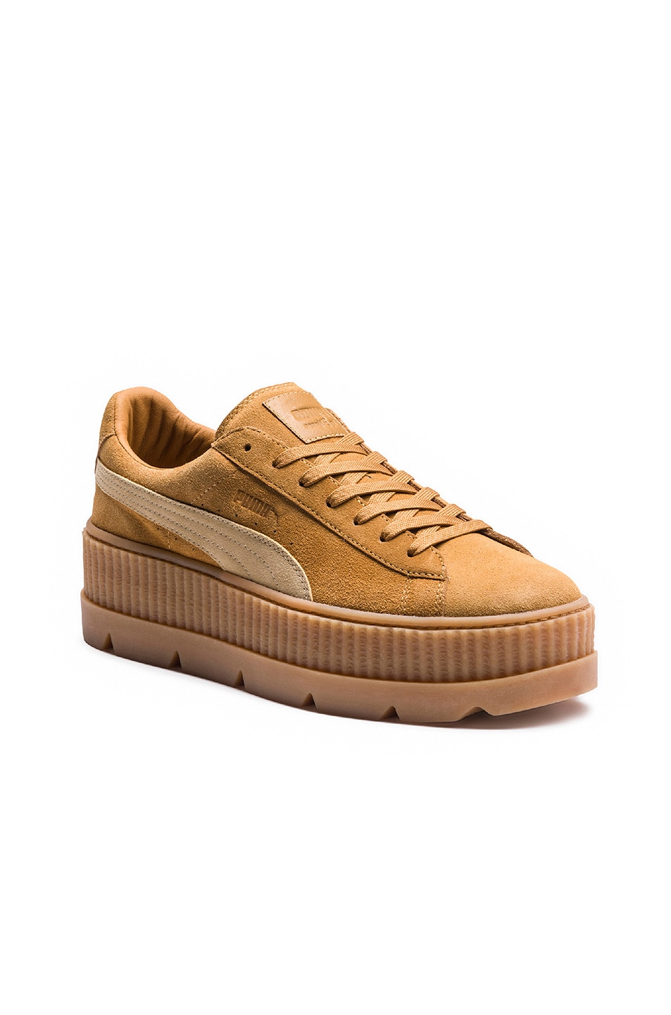 Image 1 of Fenty by Puma Cleated Suede Creeper Sneakers in Golden Brown