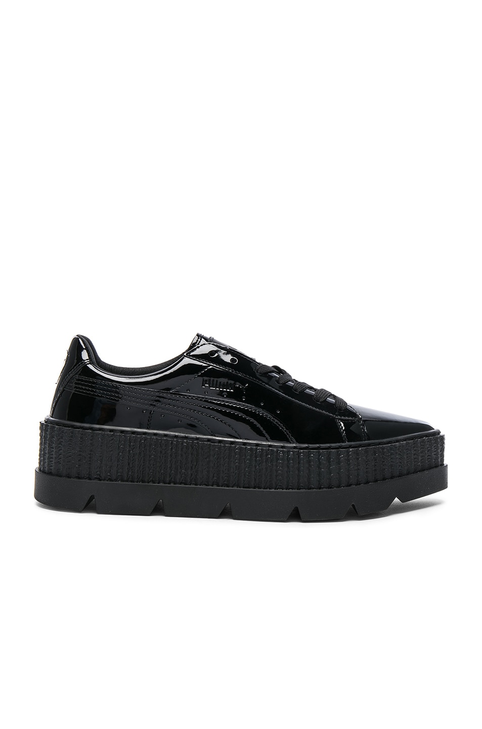 Image 1 of Fenty by Puma Pointy Patent Leather Creeper Sneakers in Puma Black Patent