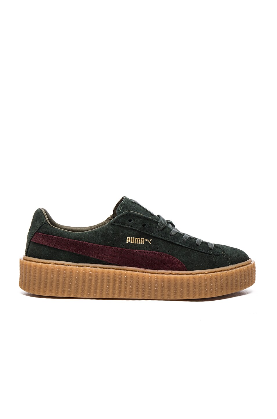 Image 1 of Fenty by Puma Suede Creepers in Green & Bordeaux