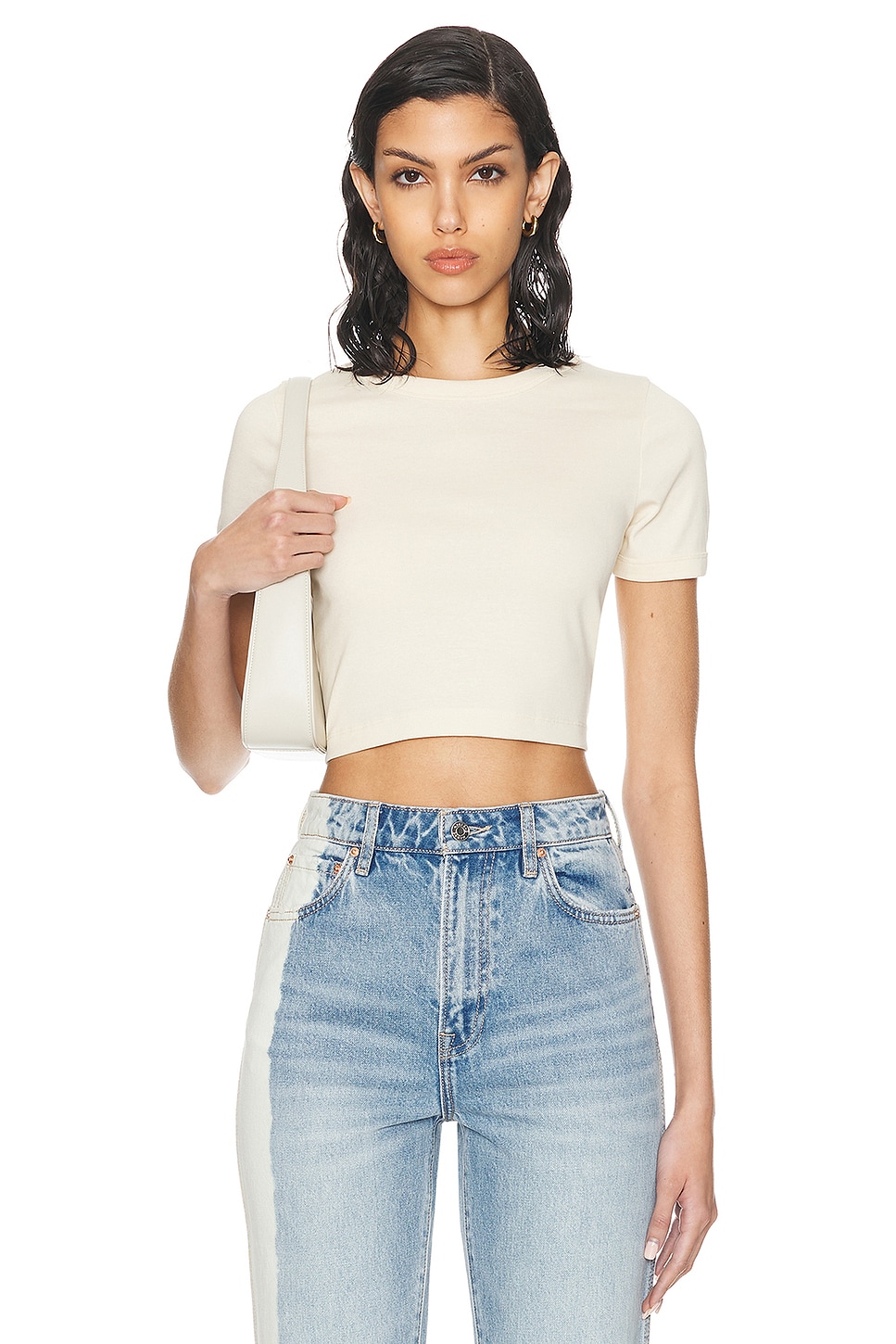 Image 1 of FLORE FLORE Car Crop Top in Off White
