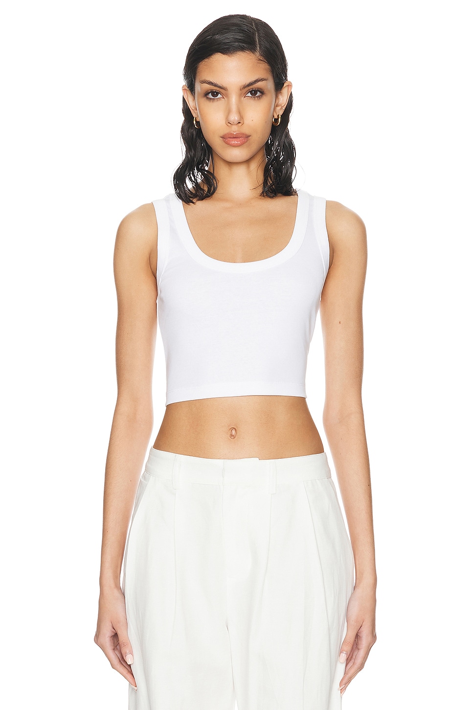 Image 1 of FLORE FLORE Hillie Crop Tank Top in White