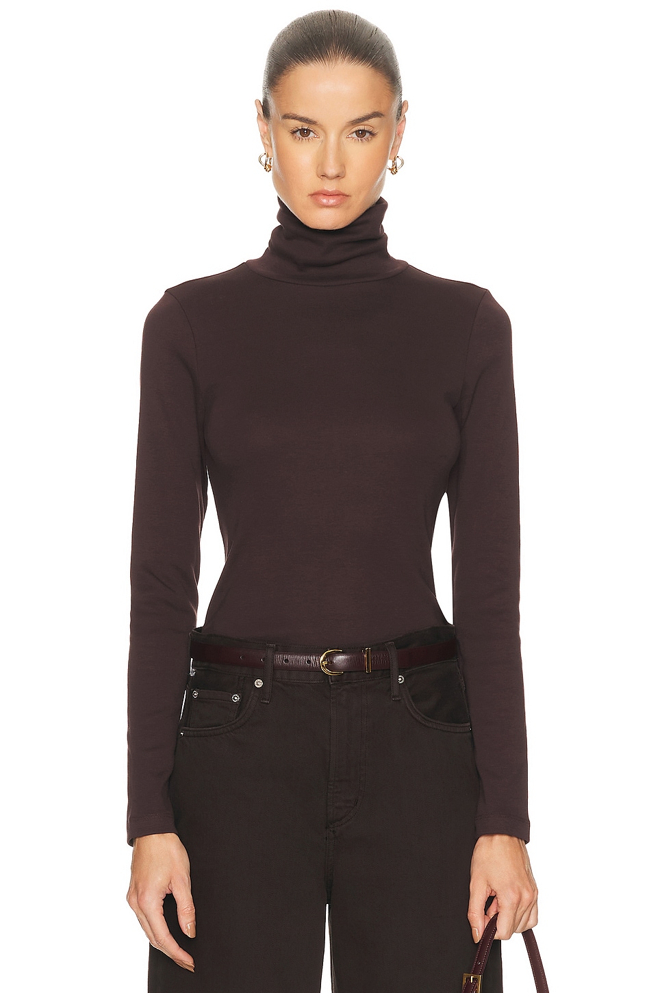 Image 1 of FLORE FLORE Dinah Turtleneck Top in Choco Plum