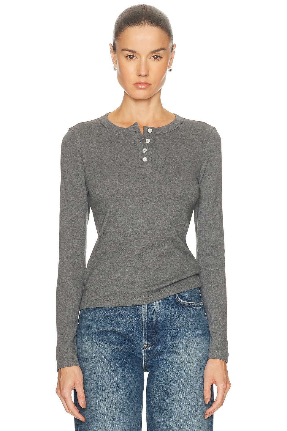 Image 1 of FLORE FLORE Jess Long Sleeve Top in Melee Grey