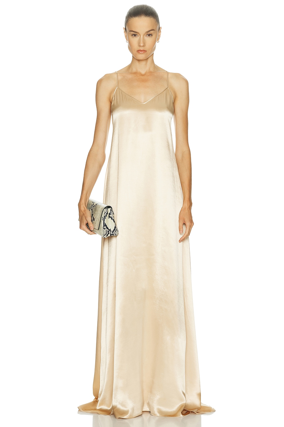 Ferragamo Long Slip Dress In Brown