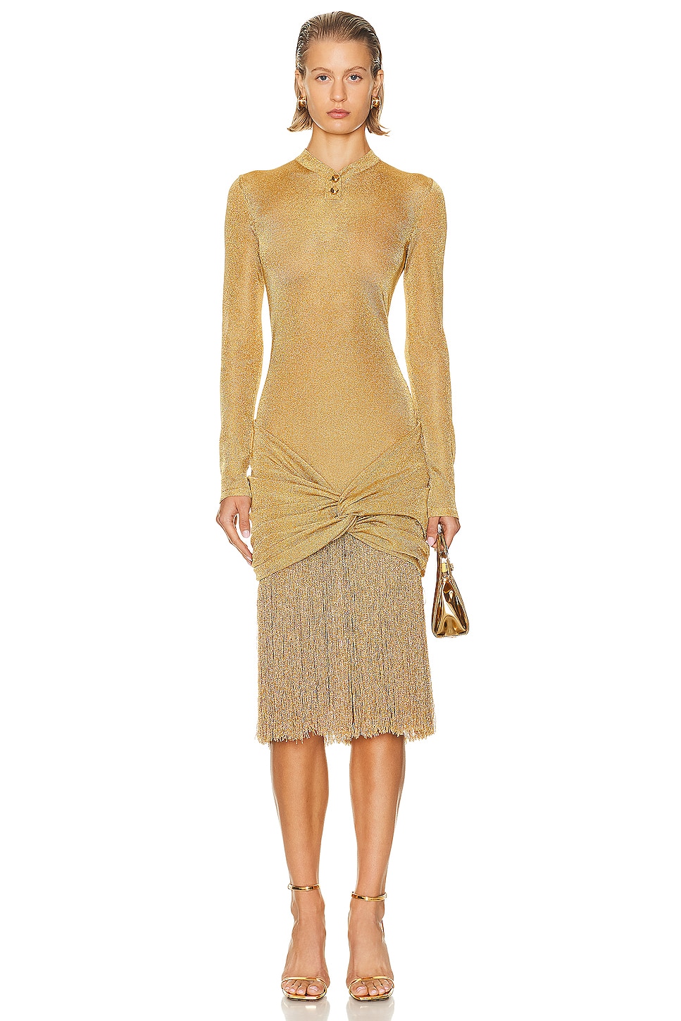 Image 1 of Ferragamo Fringe Dress in Gold