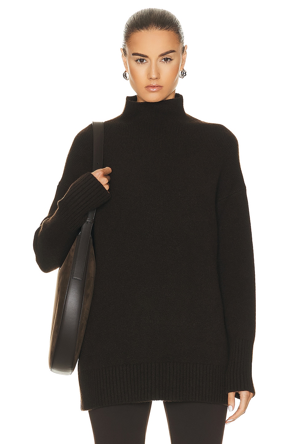 Image 1 of Ferragamo Turtleneck Sweater in Dark Cocoa Brown