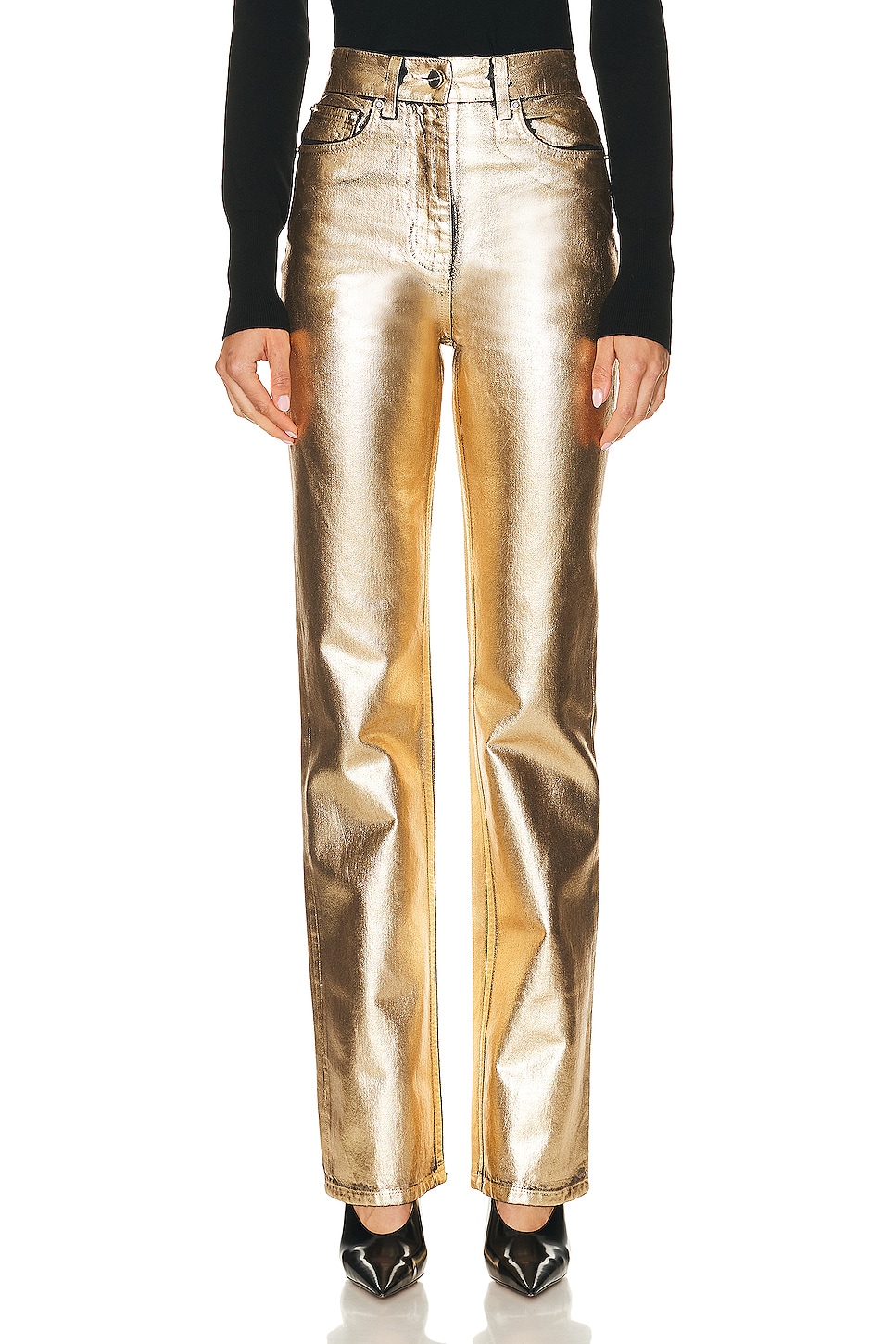 Image 1 of Ferragamo 5 Pocket Denim Pant in Gold