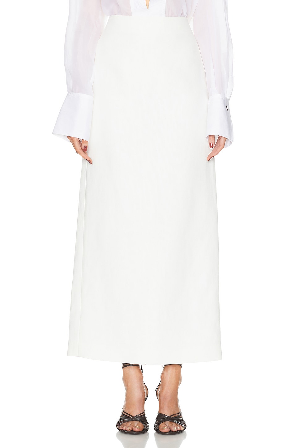 Image 1 of Ferragamo Maxi Skirt in White & Mascarpon
