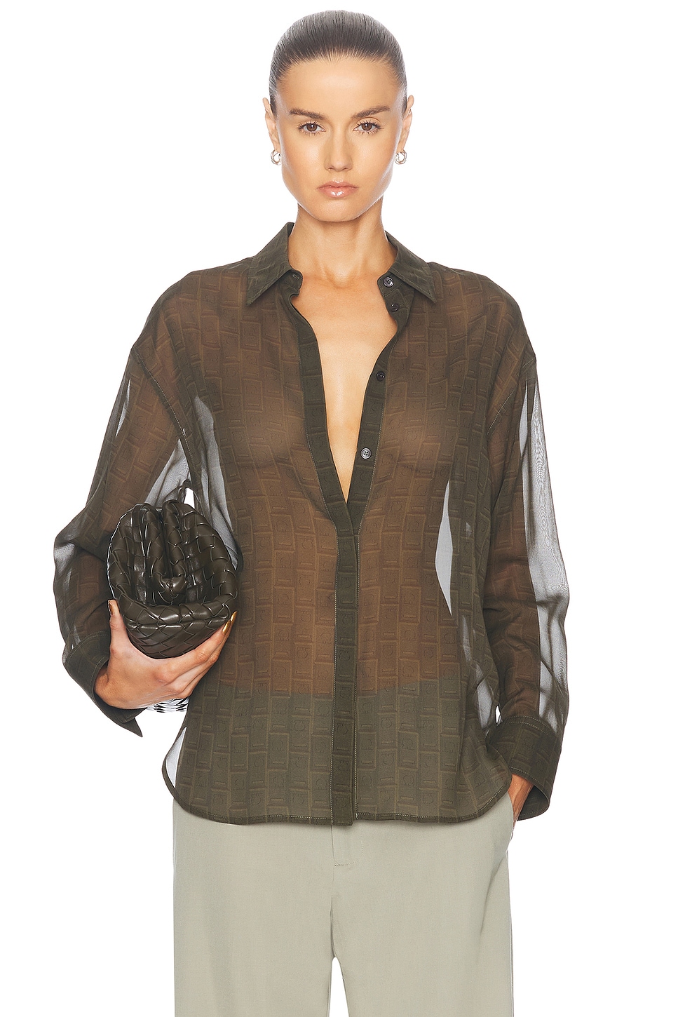 Image 1 of Ferragamo Long Sleeve Top in Olive