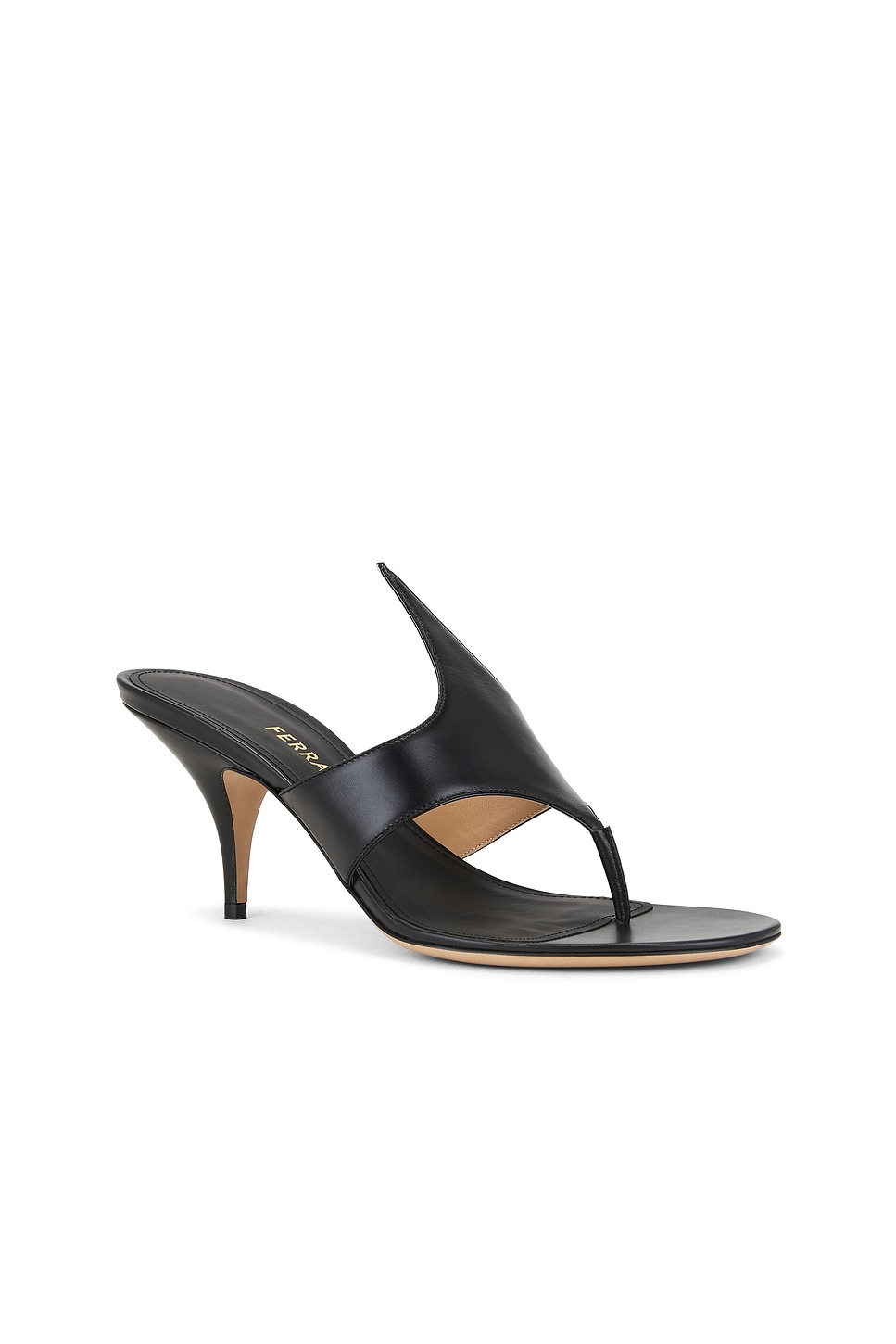 Ferragamo Leather Mules With Kitten Heel And Thin Straps