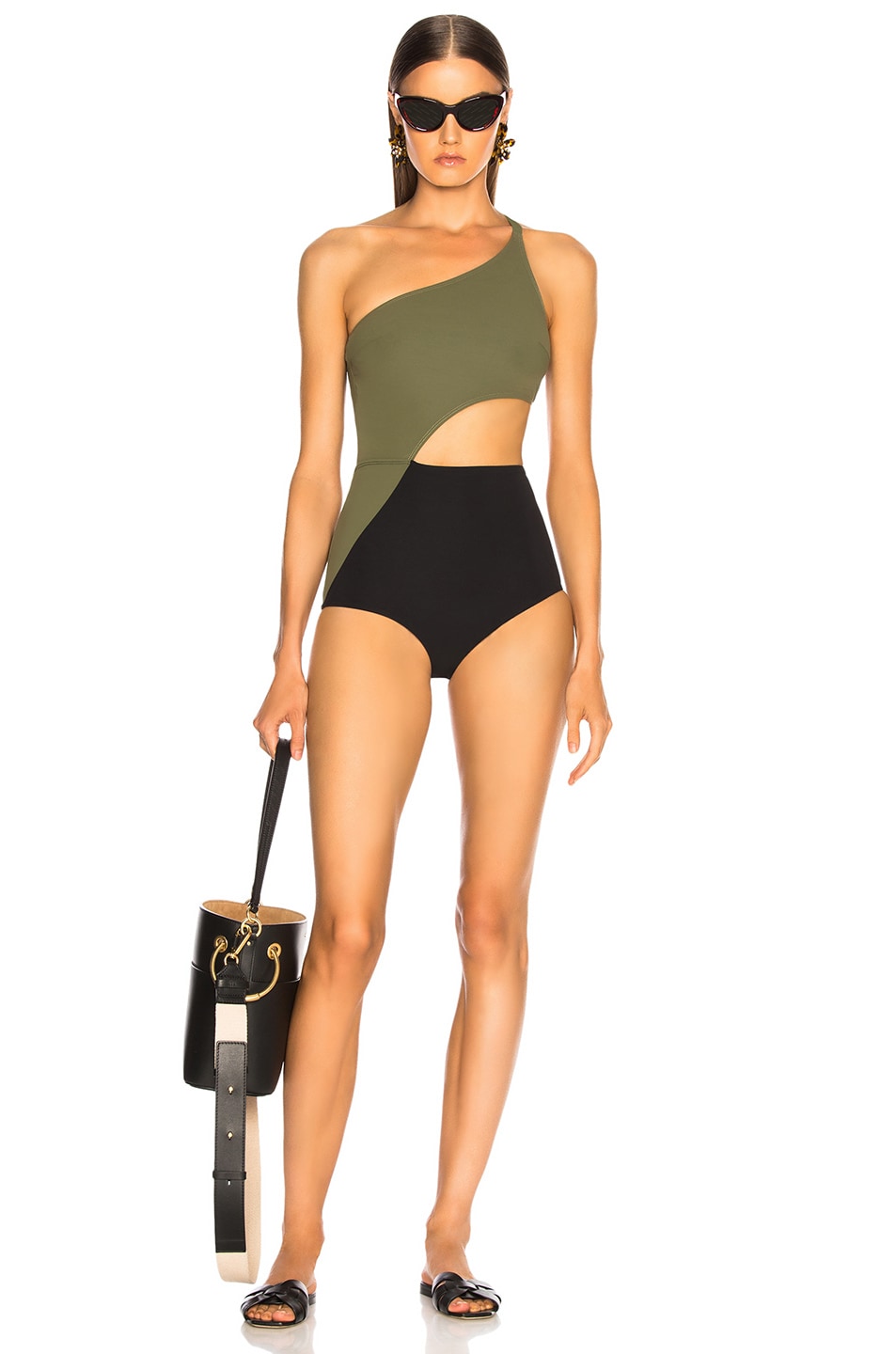 Image 1 of FLAGPOLE Ali Swimsuit in Olive & Black