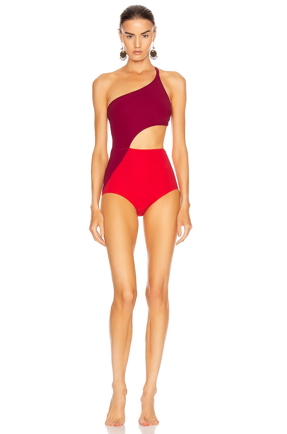 Image 1 of FLAGPOLE Ali Swimsuit in Beet & Cherry