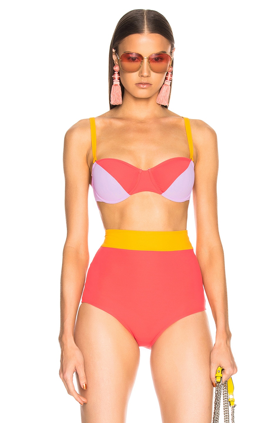 Image 1 of FLAGPOLE Electra Bikini Top in Strawberry, Rose & Tangerine