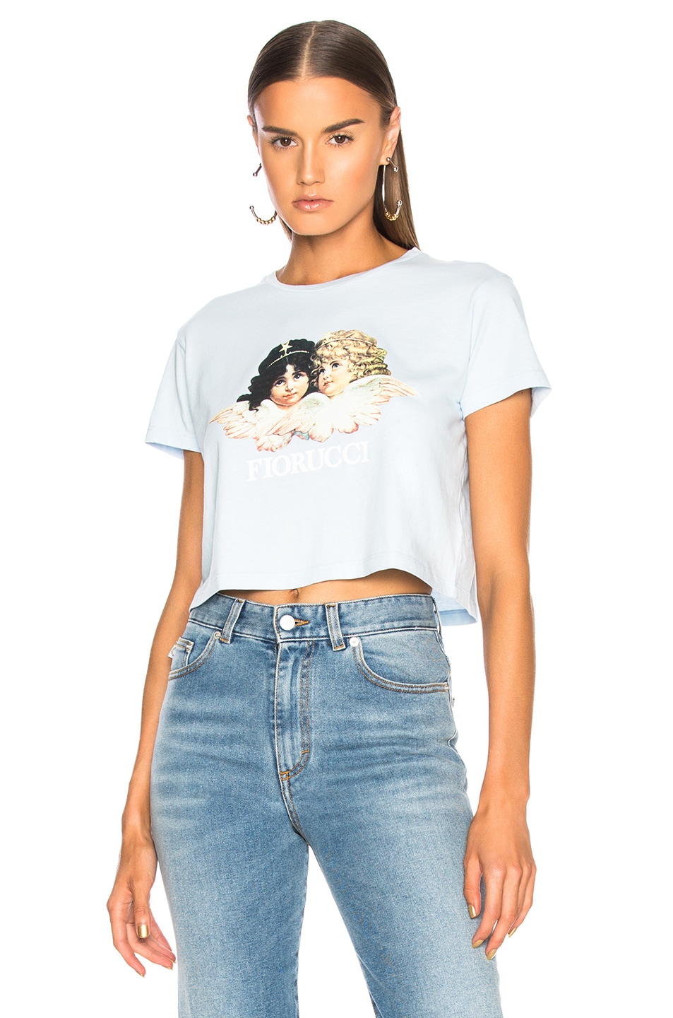Image 1 of FIORUCCI Vintage Angels Cropped Tee in Pale Blue