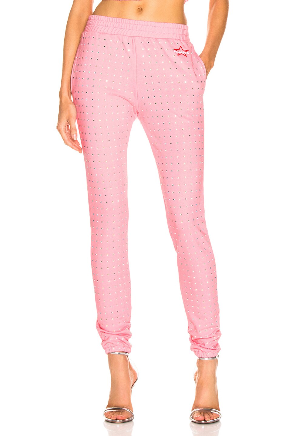 Image 1 of Frankie B All Over Rhinestone Sweatpants in Pink