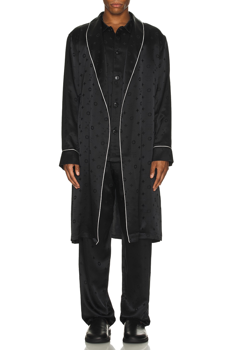 Image 1 of fleur du mal Men's Silk Jacquard PJ Pant in Black