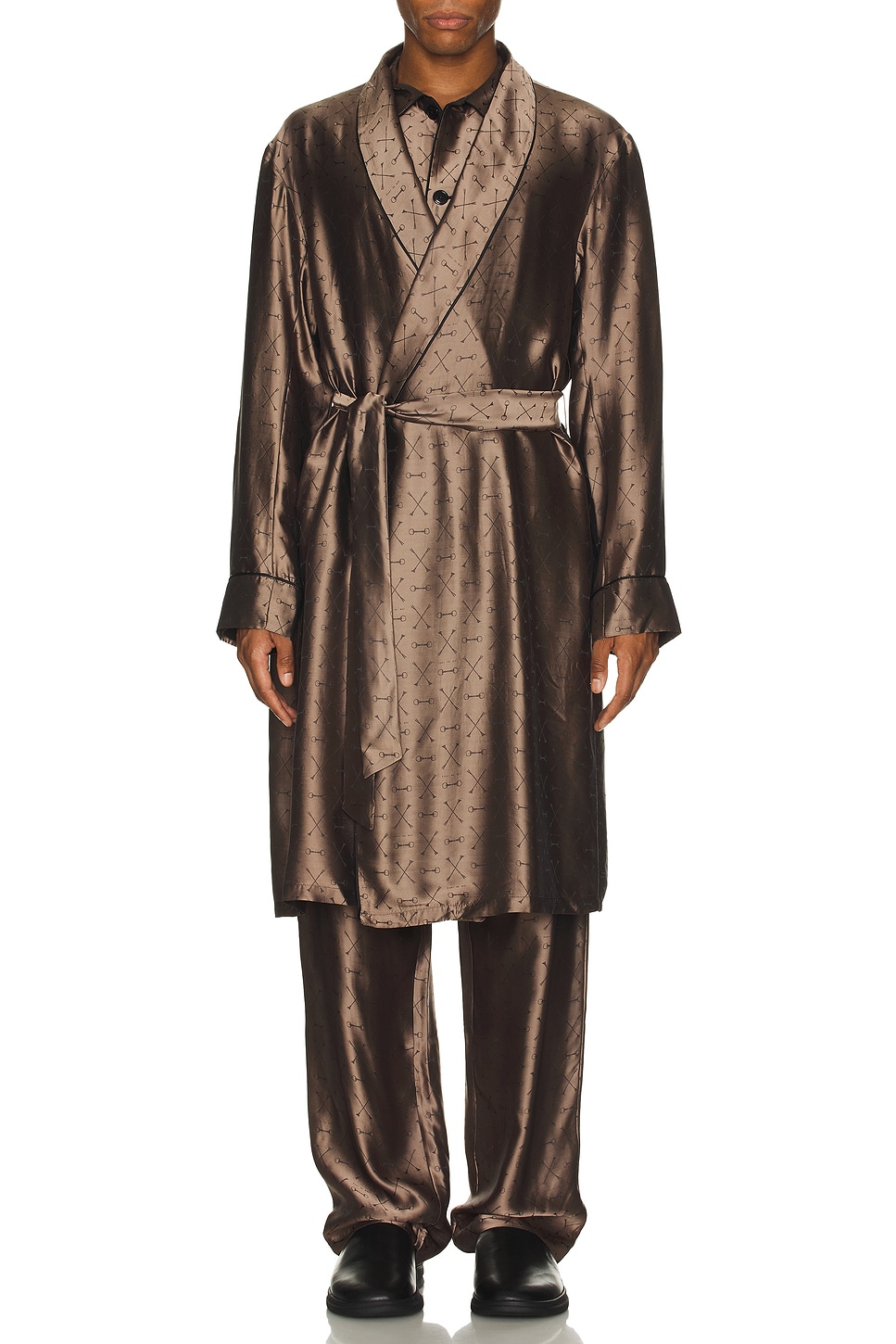 Men's Jacquard Robe - Thumbnail 4