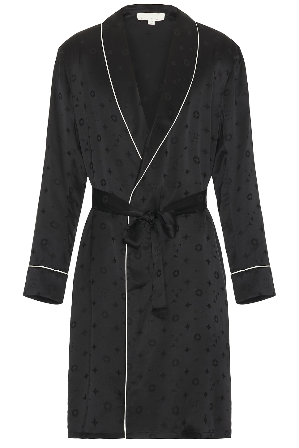 Men
s Silk Jacquard Robe in Black