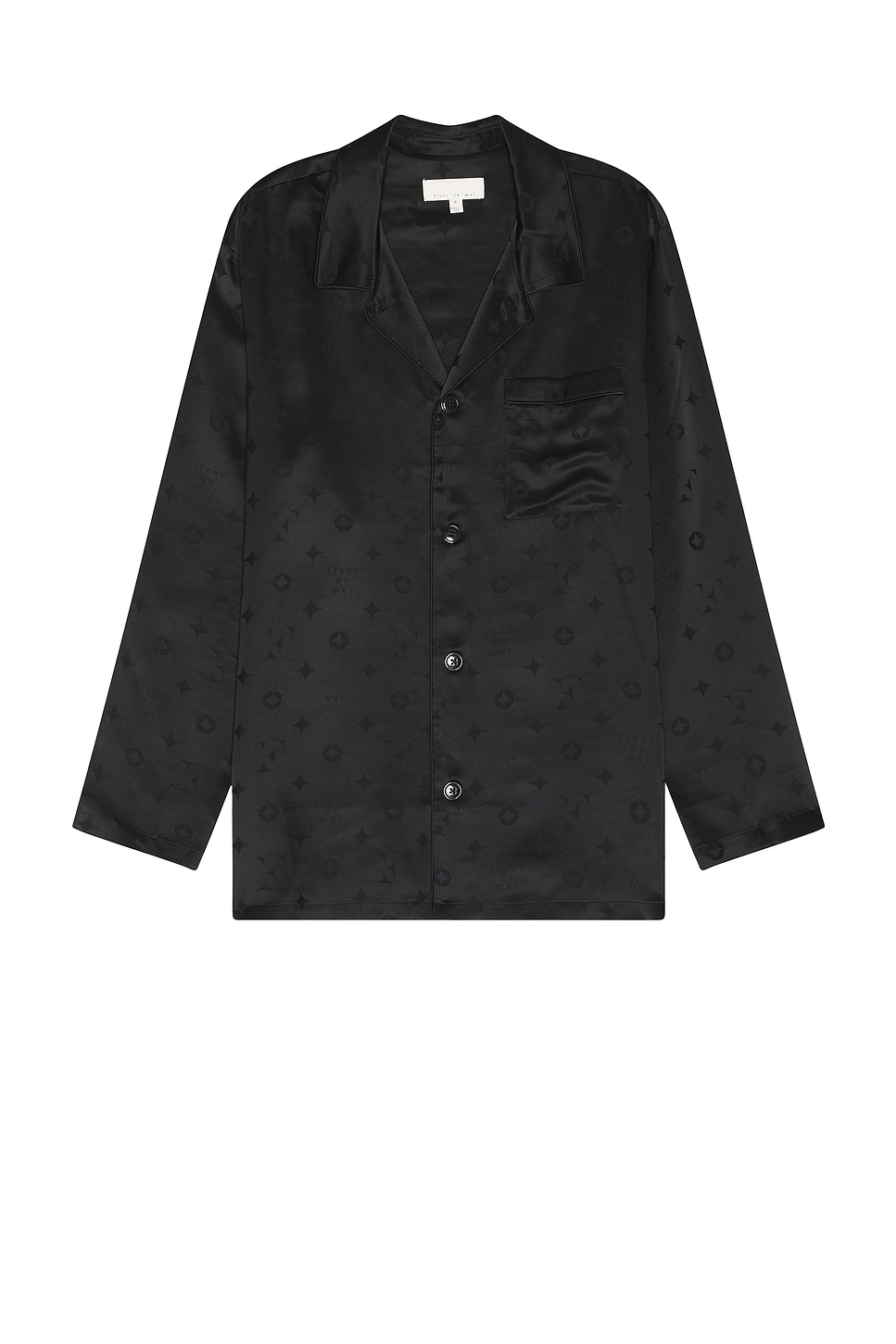 Image 1 of fleur du mal Men's Silk Jacquard PJ Top in Black