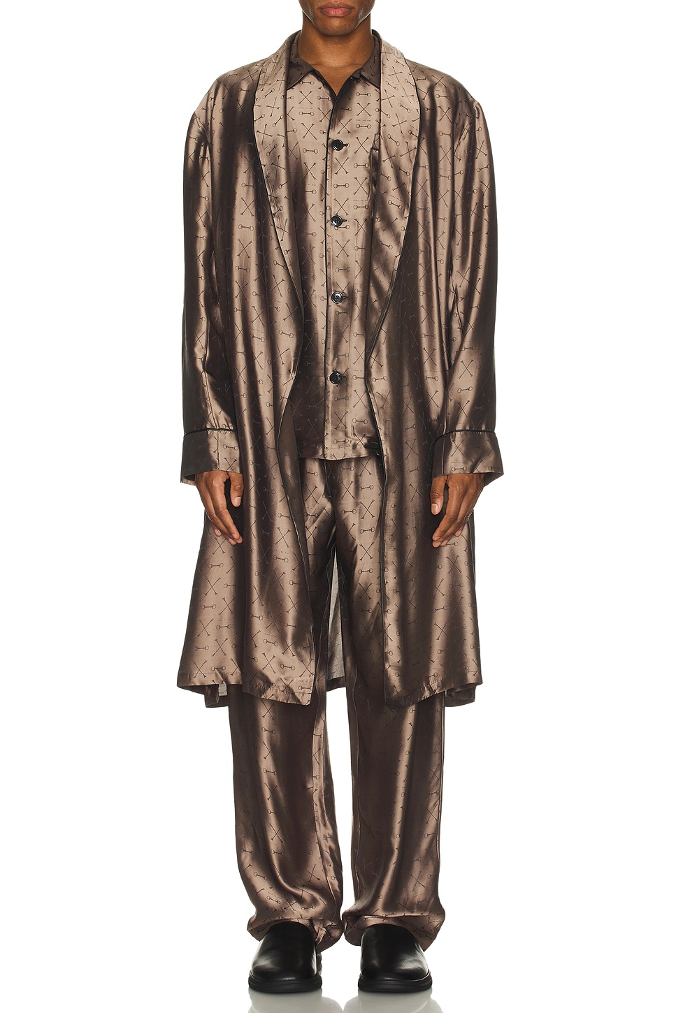 Image 1 of fleur du mal Men's Jacquard Pj Top in Shroom
