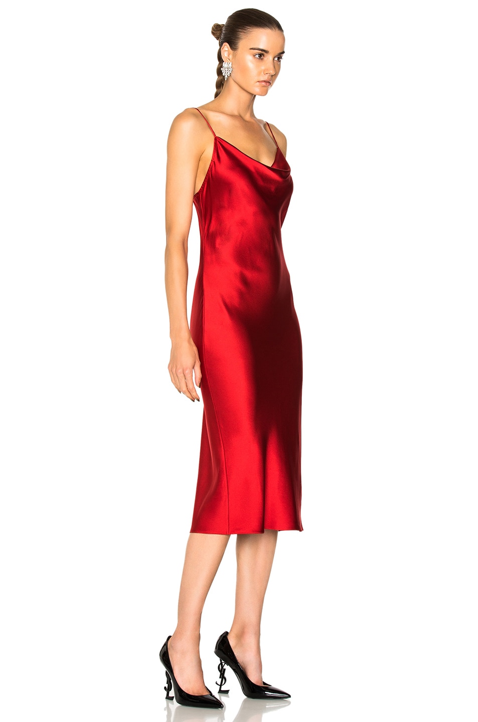 fleur du mal Cowl Neck Slip Dress in Rouge | FWRD