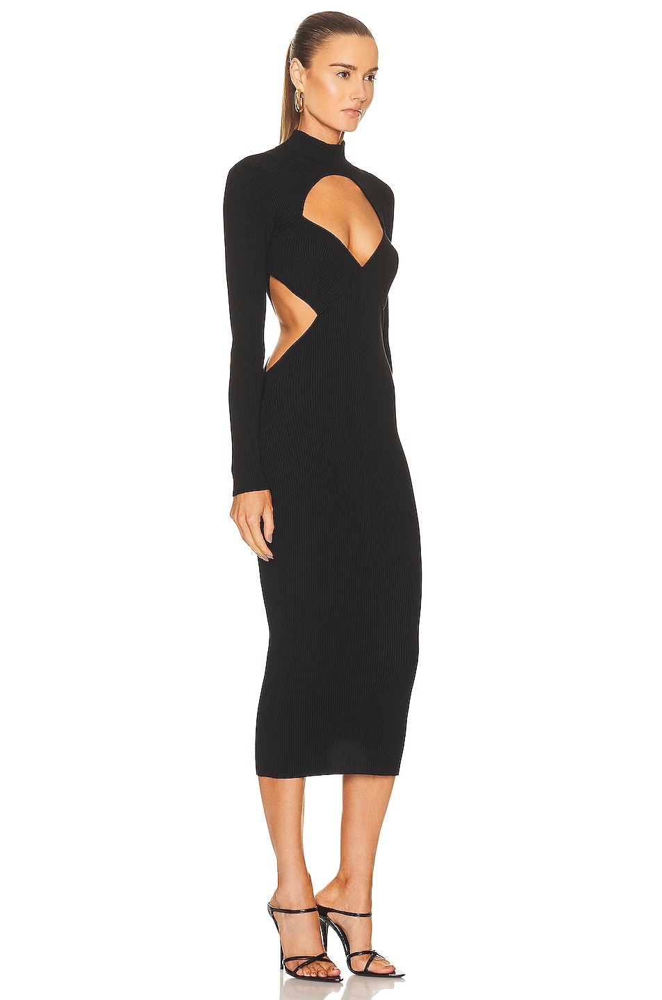 fleur du mal Knit Cross Back Midi Dress in Black | FWRD