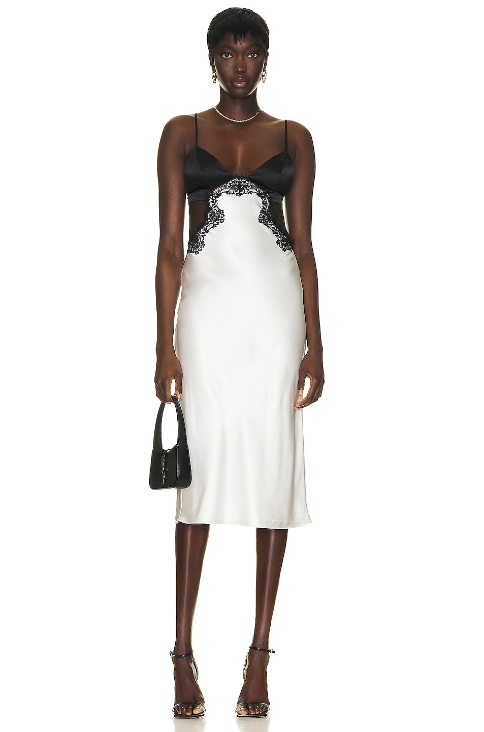 Image 1 of fleur du mal Silk And Lace Cutout Slip Dress in Ivory