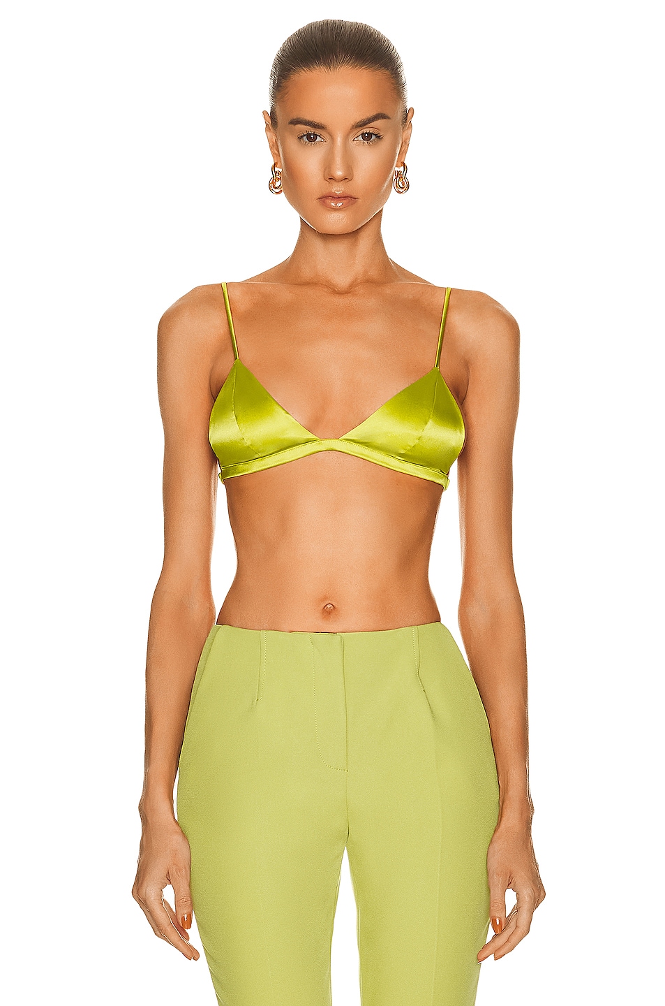 Image 1 of fleur du mal Luxe Triangle Bra in Lime Punch