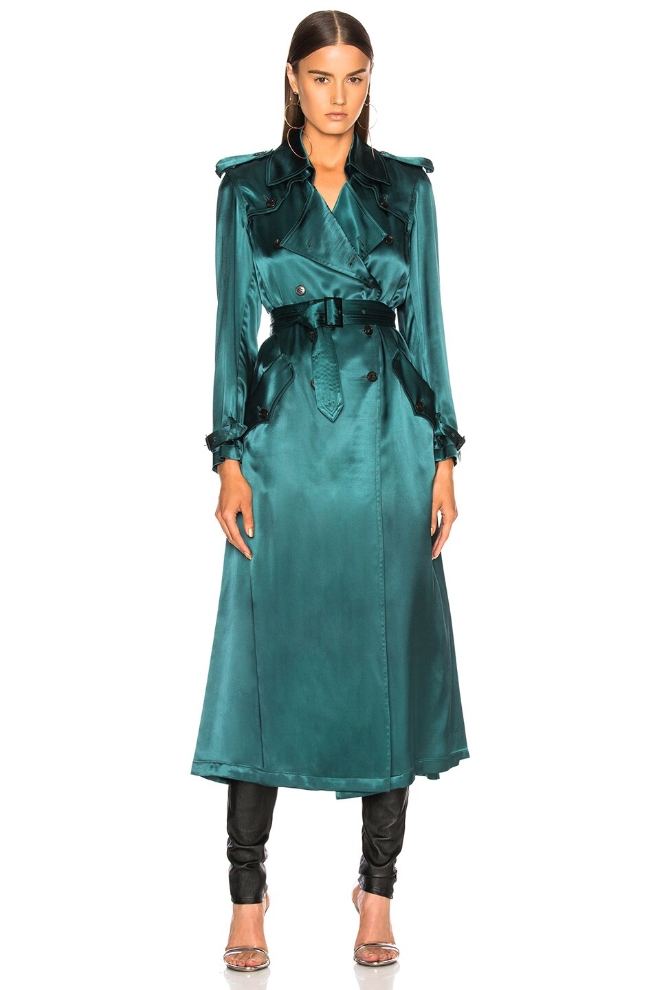 fleur du mal Trench Coat in Evergreen FWRD