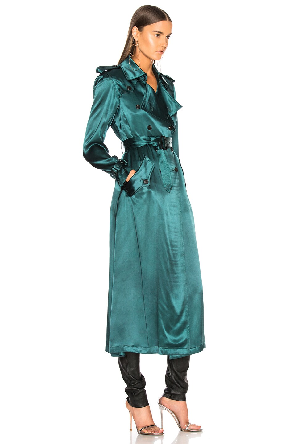 fleur du mal Trench Coat in Evergreen FWRD