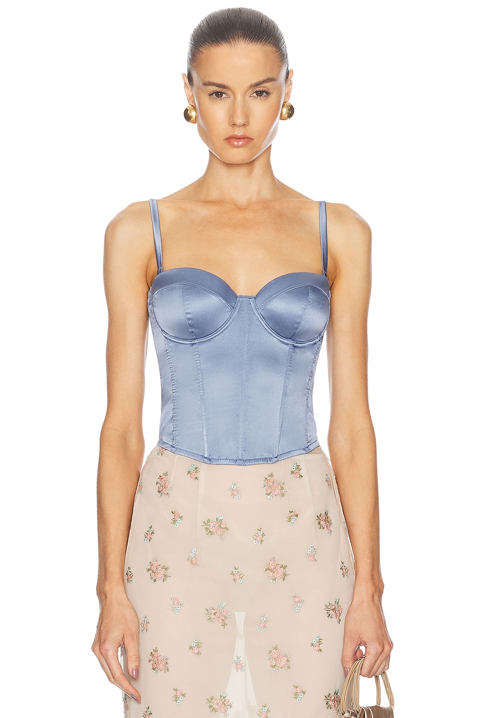 Shop Fleur Du Mal Hamptons Bustier Top In Denim Blue