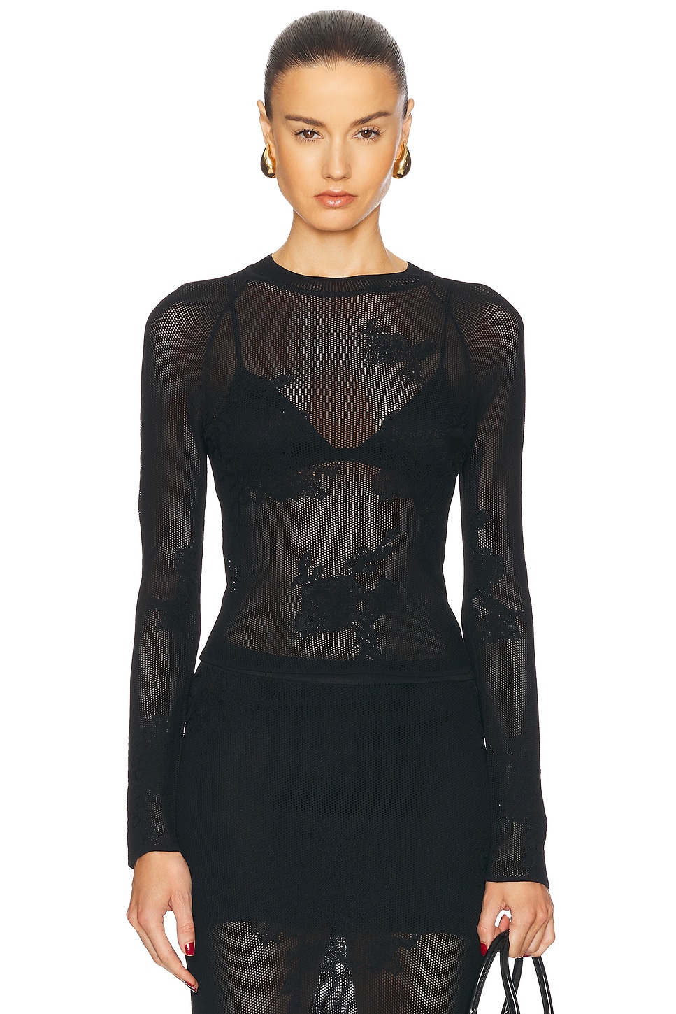 FLEUR DU MAL LACE POINTELLE LONG SLEEVE TOP 