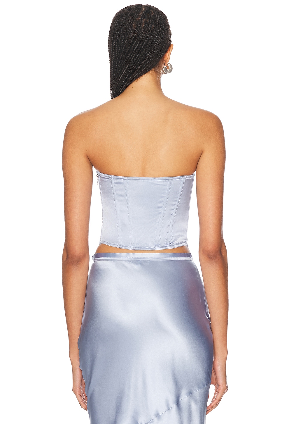 Image 3 of fleur du mal Silk Corset Top in Pastel Sky