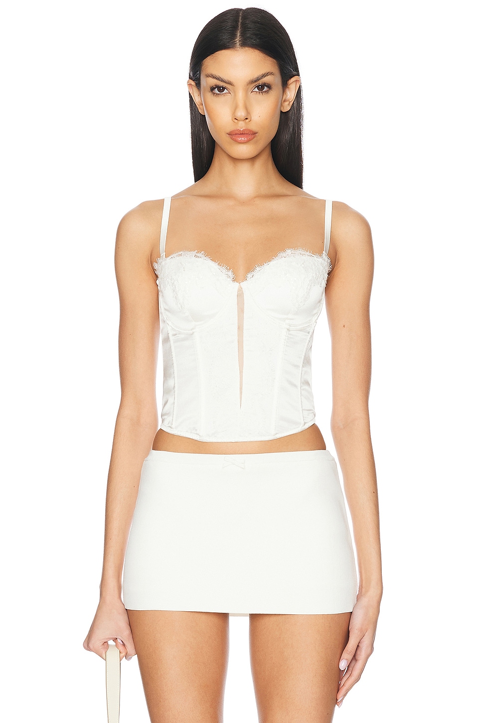 Image 1 of fleur du mal X Galia Lahav Beaded Iris Lace Bustier in Ivory