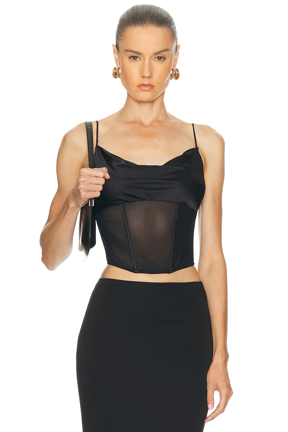 Image 1 of fleur du mal Nora Corset Top in Black