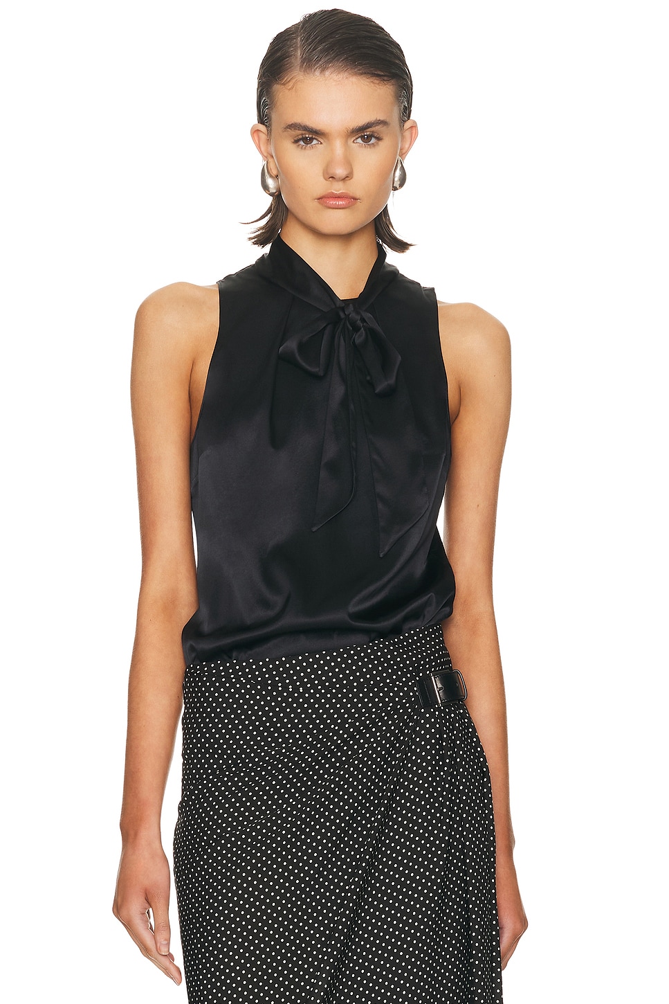 Image 1 of fleur du mal Silk Blouson Bodysuit in Black