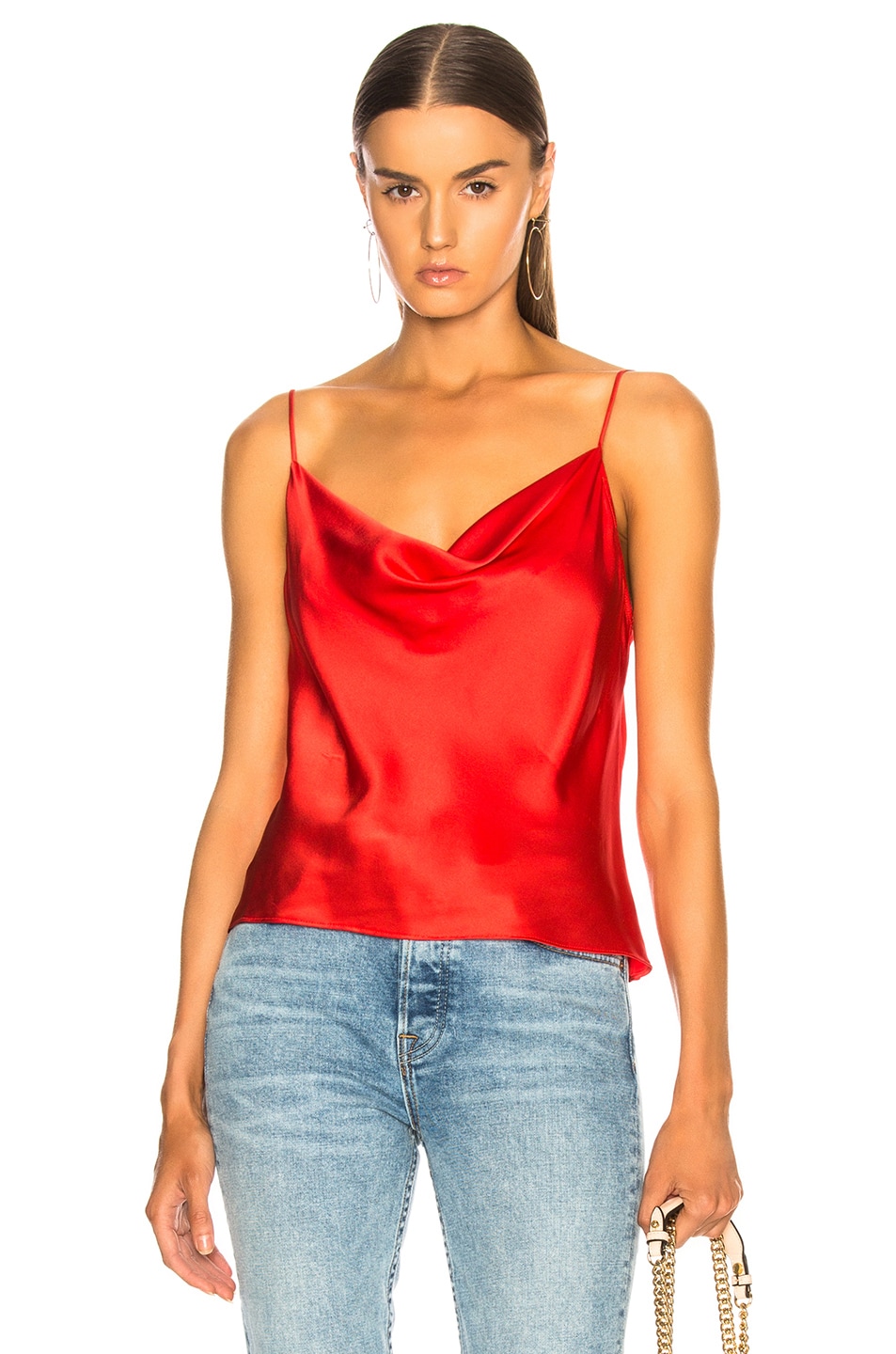Image 1 of fleur du mal Cowl Neck Cami in Foxy Red