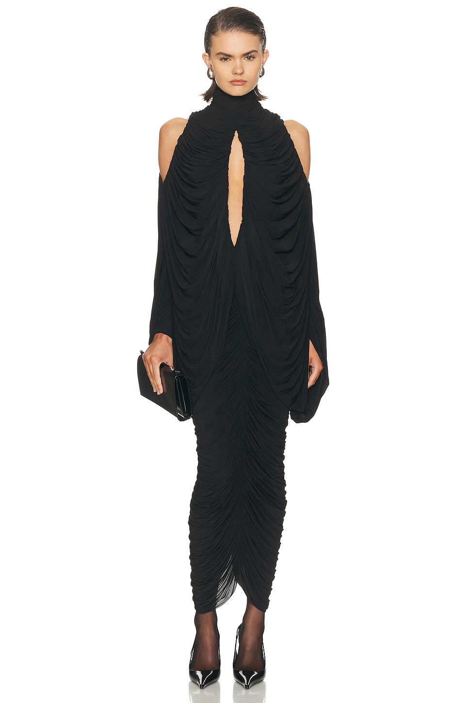 Image 1 of Francesco Murano Draped Cut Out Maxi Dress in Black