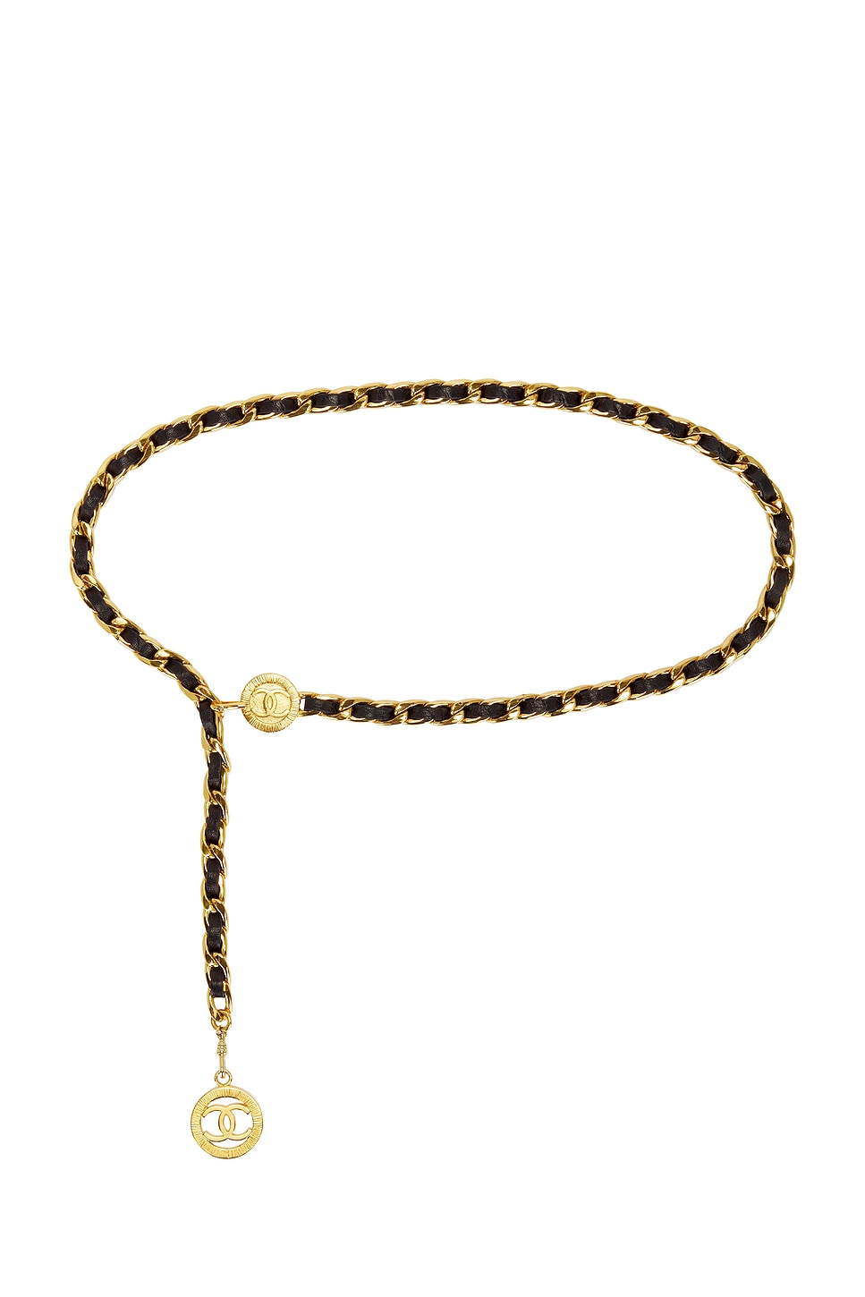 Pre-owned Chanel Coco Mark Chain Leather Belt In Gold