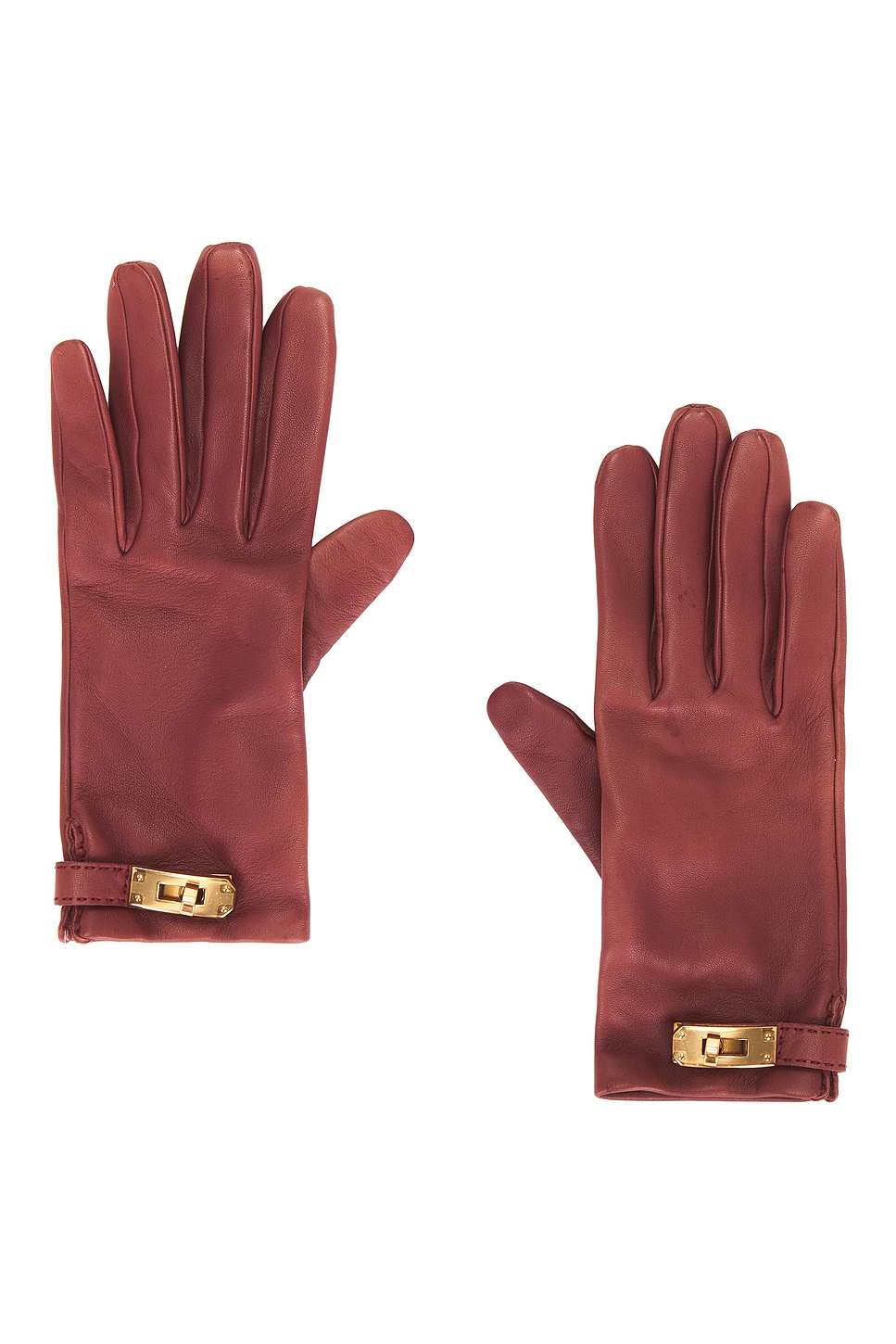 Lambskin Soya Kelly Lock Gloves in Brown