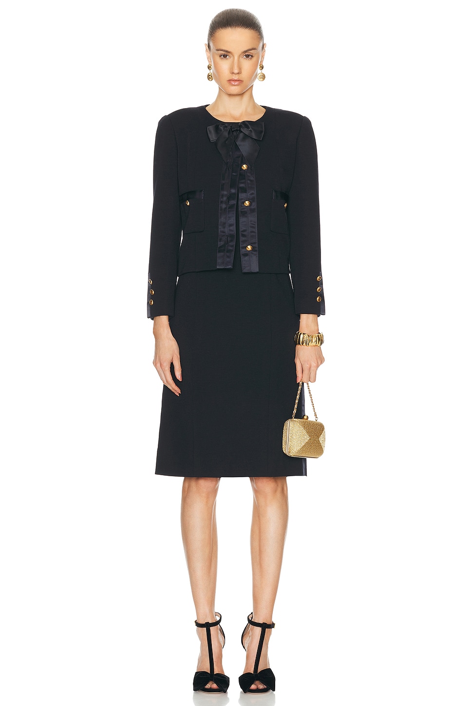 Image 1 of FWRD Renew Chanel Jacket & Dress Set in Black
