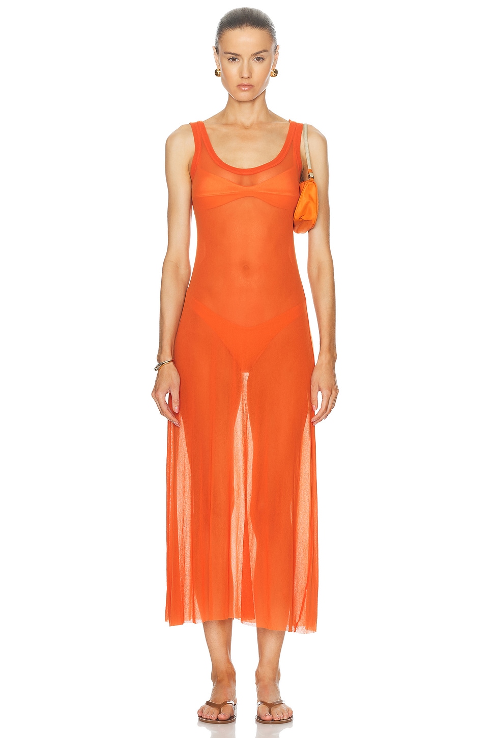 Image 1 of FWRD Renew Jean Paul Gaultier Long Tank Dress in Orange