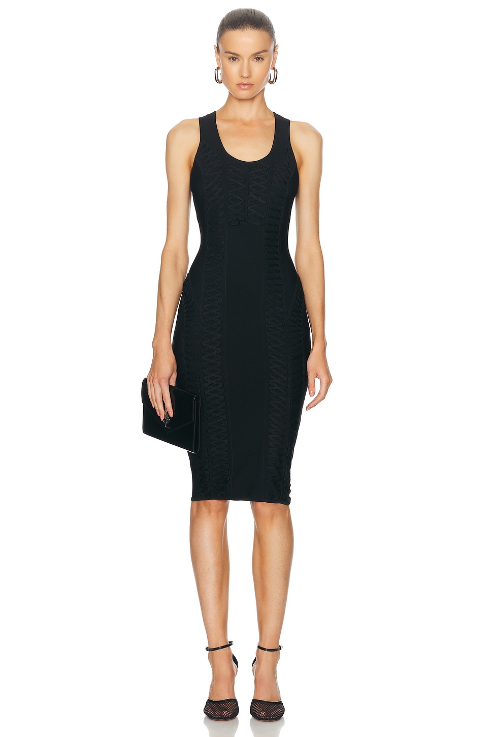 Image 1 of FWRD Renew Dior Lace Up Dress in Black