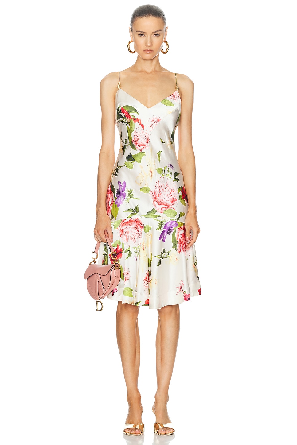 Image 1 of FWRD Renew Roberto Cavalli Silk Floral Dress in Multi