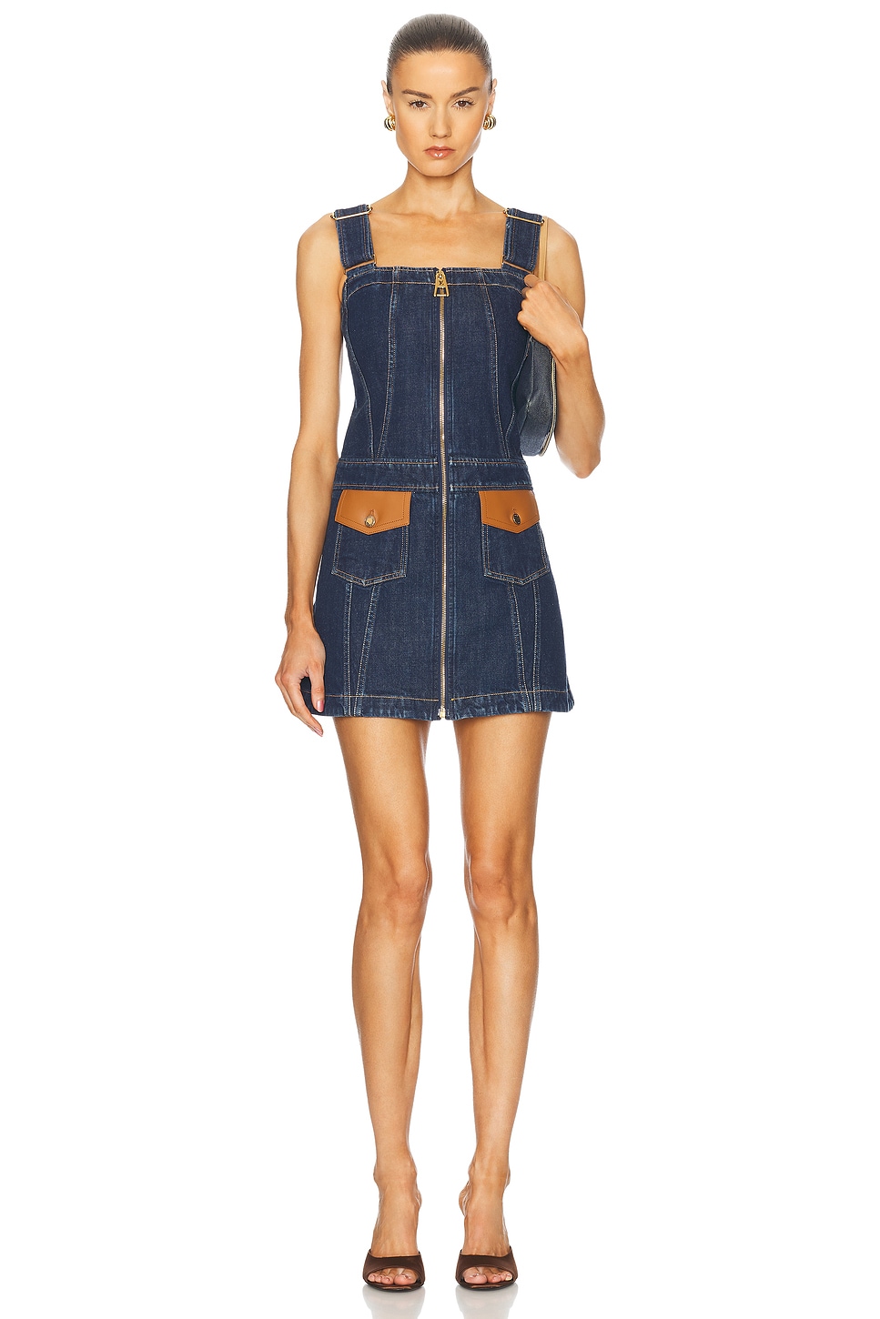 Image 1 of FWRD Renew Louis Vuitton Denim Mini Dress in Blue