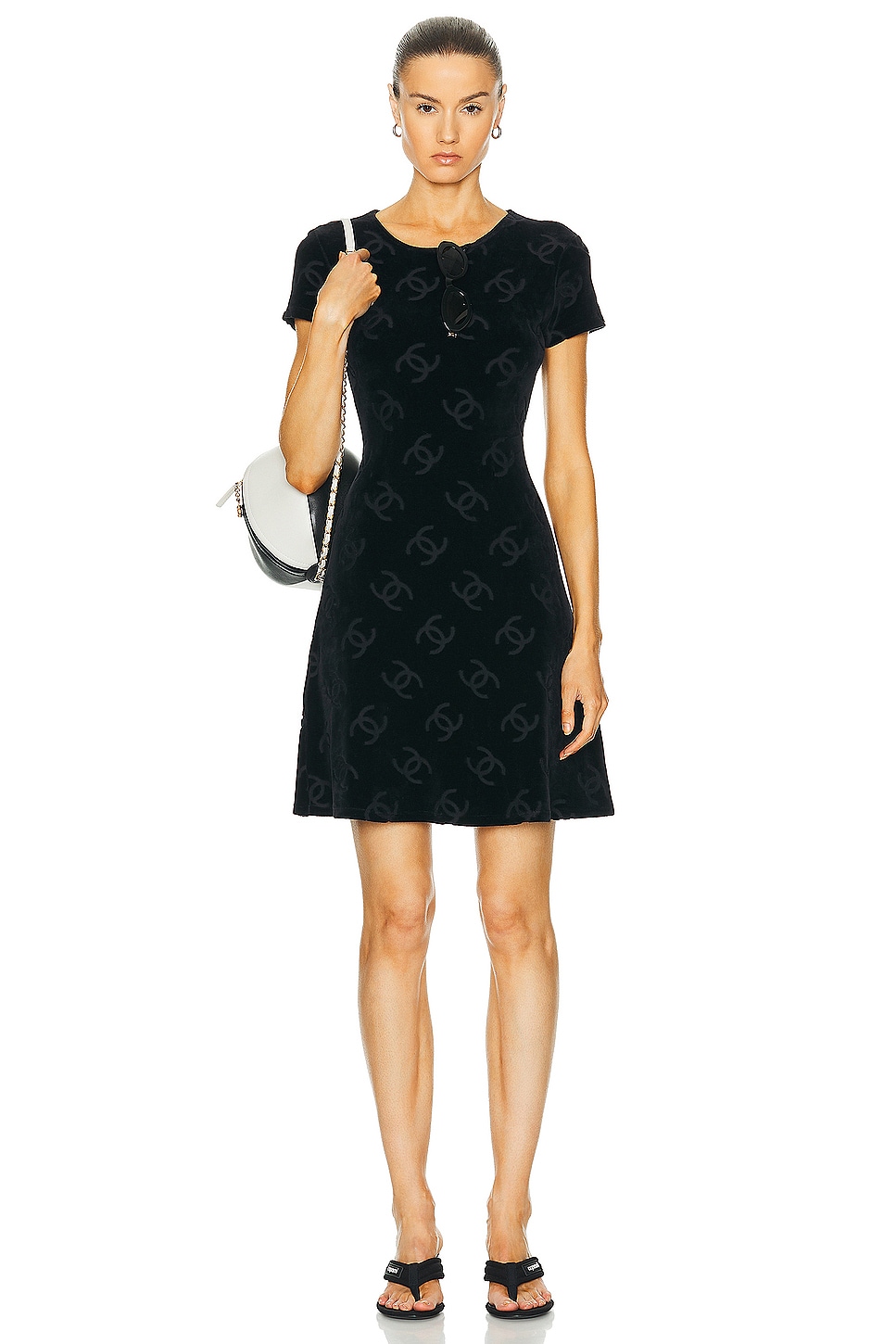 Image 1 of FWRD Renew Chanel Velour Dress in Black